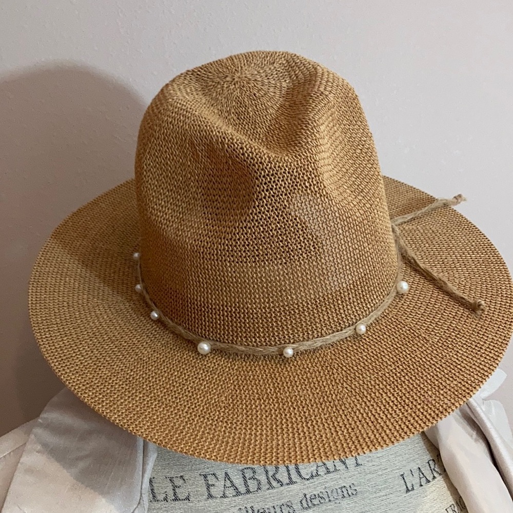 Marcus Adler New York straw and pearl hat